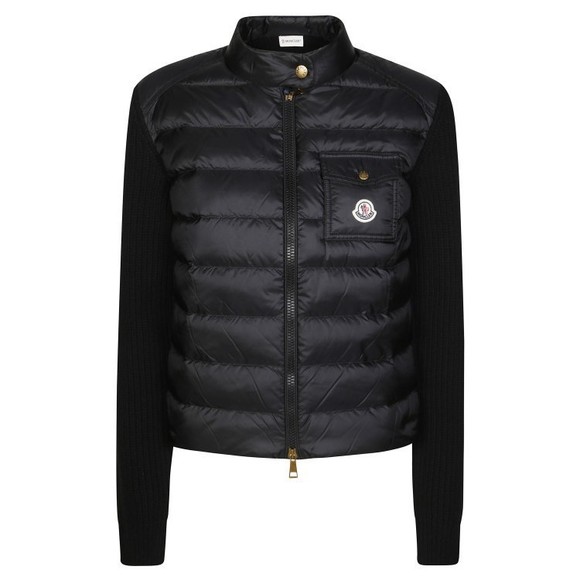 Moncler Cropped Quilted Cardigan With Ribbed Knit Accents - NWT - Picture 1 of 3